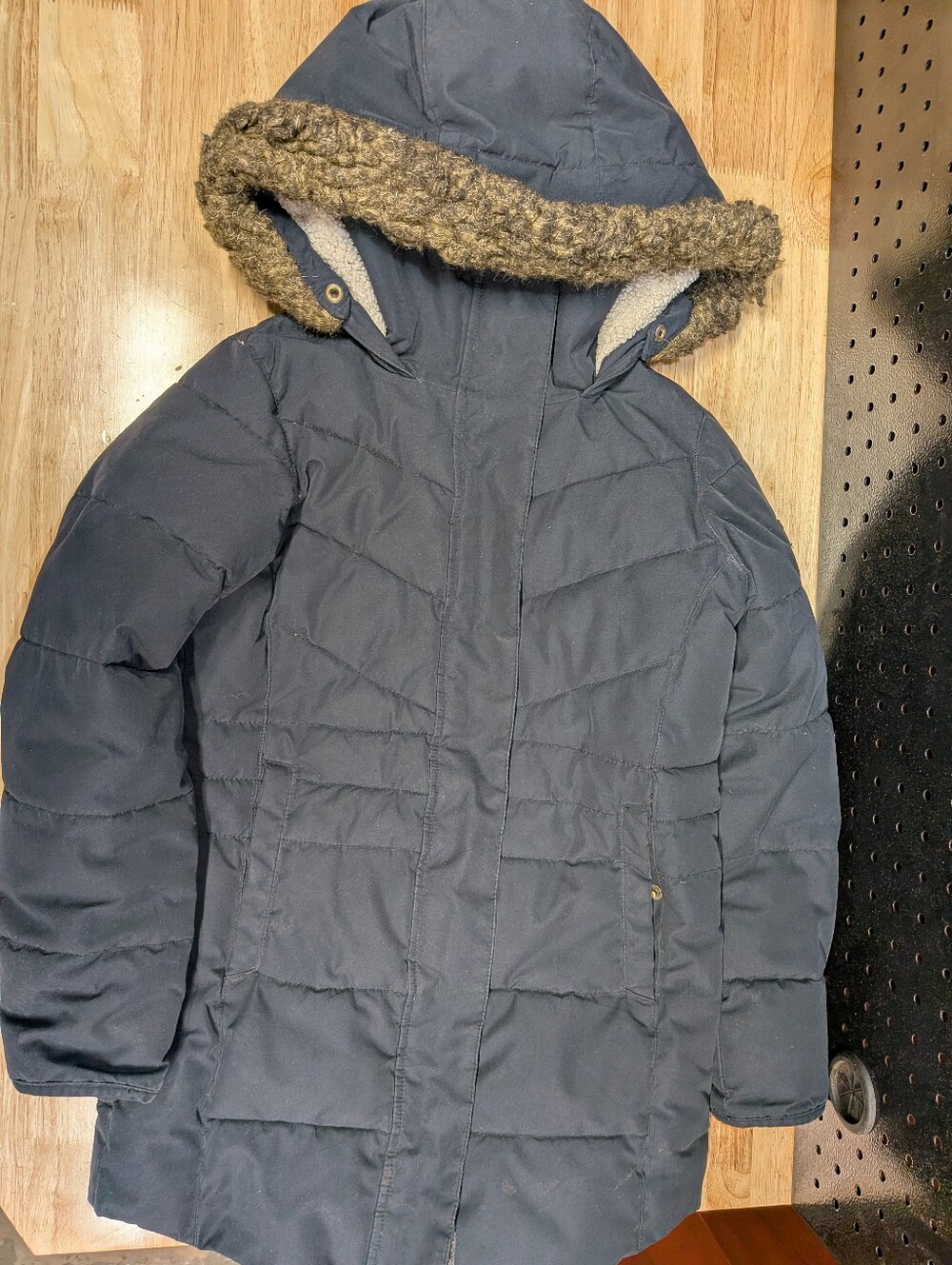 Roxy DryFlight 5K Puffer Parka Jacket Girls 8 Black Faux Fur Hood Outdoor Ski